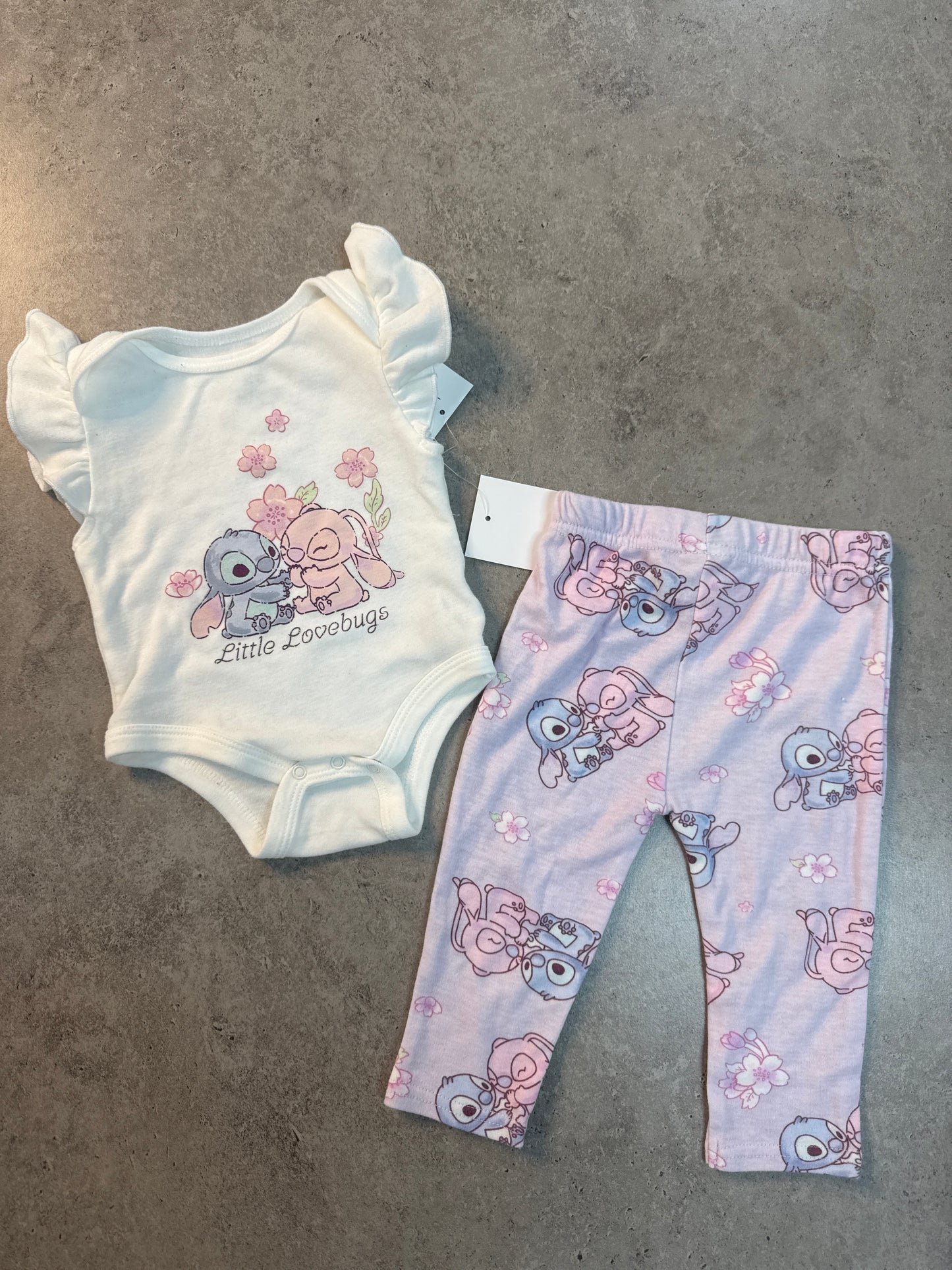 Disney baby two piece stitch and angel set 6-9