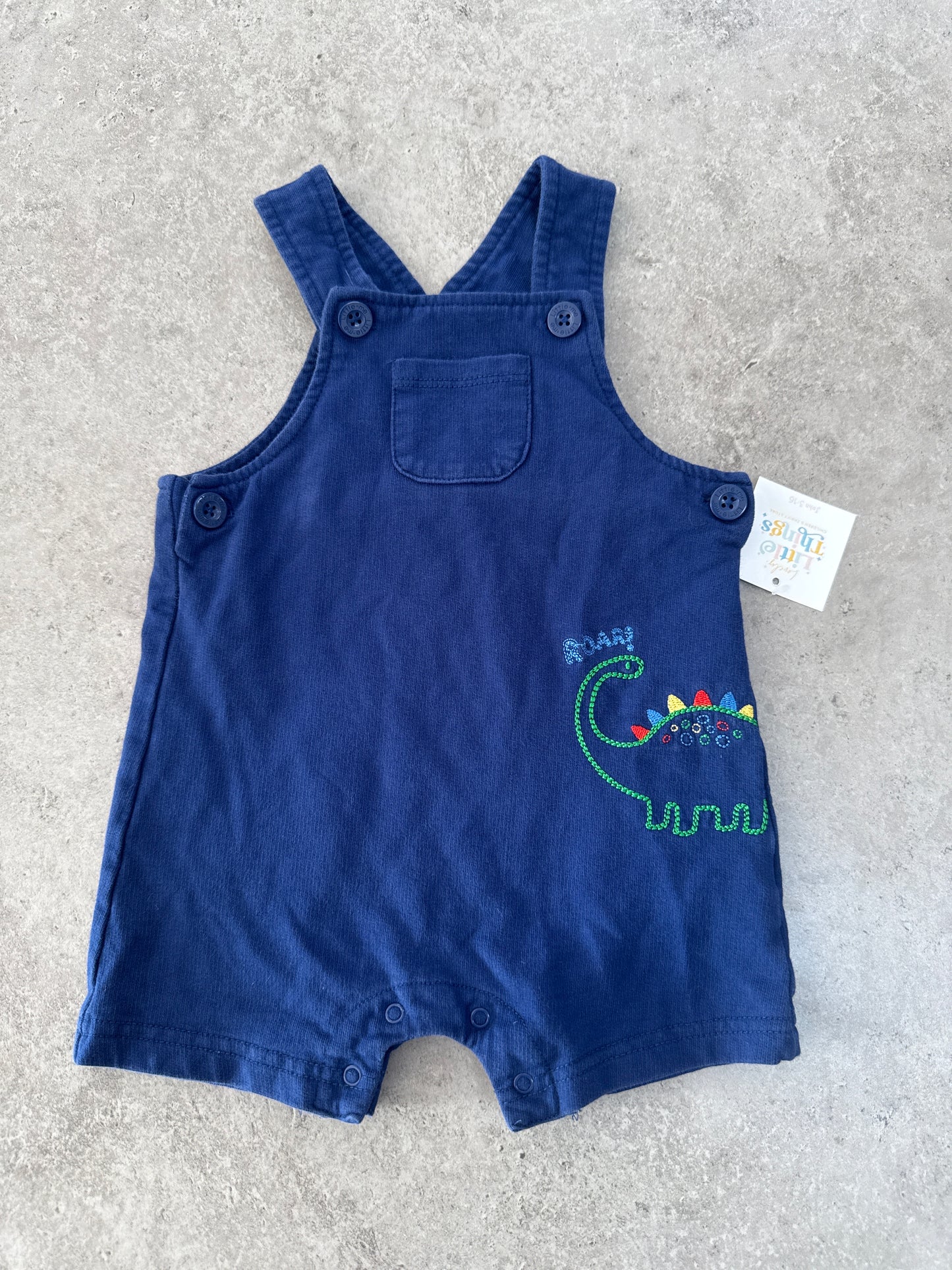Little Me Baby Boy Striped Green and Blue Shortall