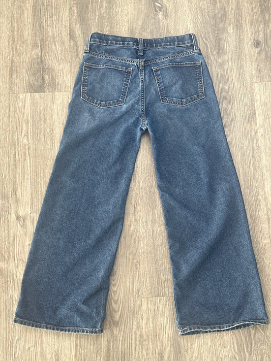 Old Navy Extra High-Waisted Medium-Wash Cut-Off Wide-Leg Jeans