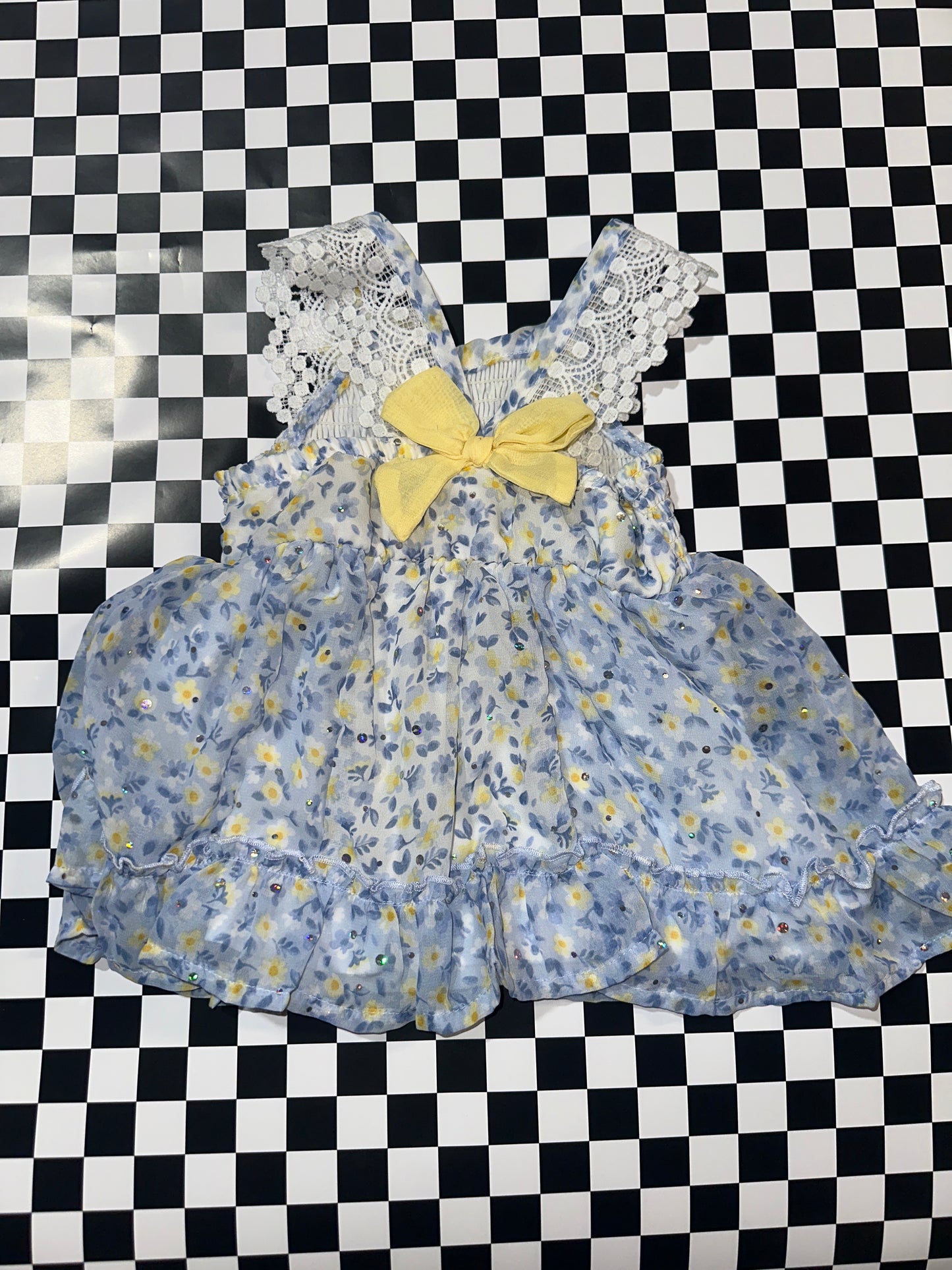 Little Lass girls blue and yellow floral dress size 2T