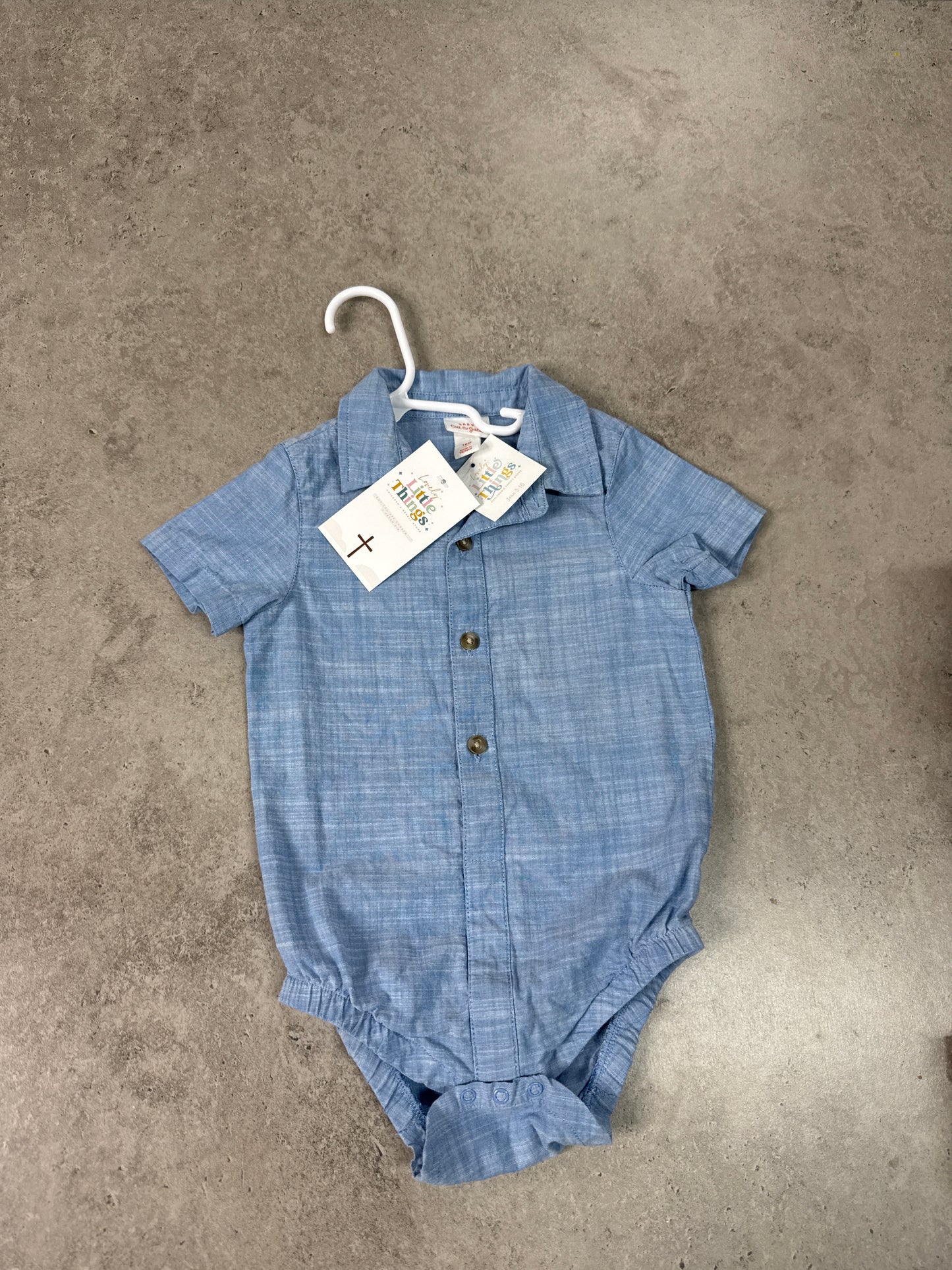 Cat & Jack baby boys' light blue chambray short sleeve bodysuit