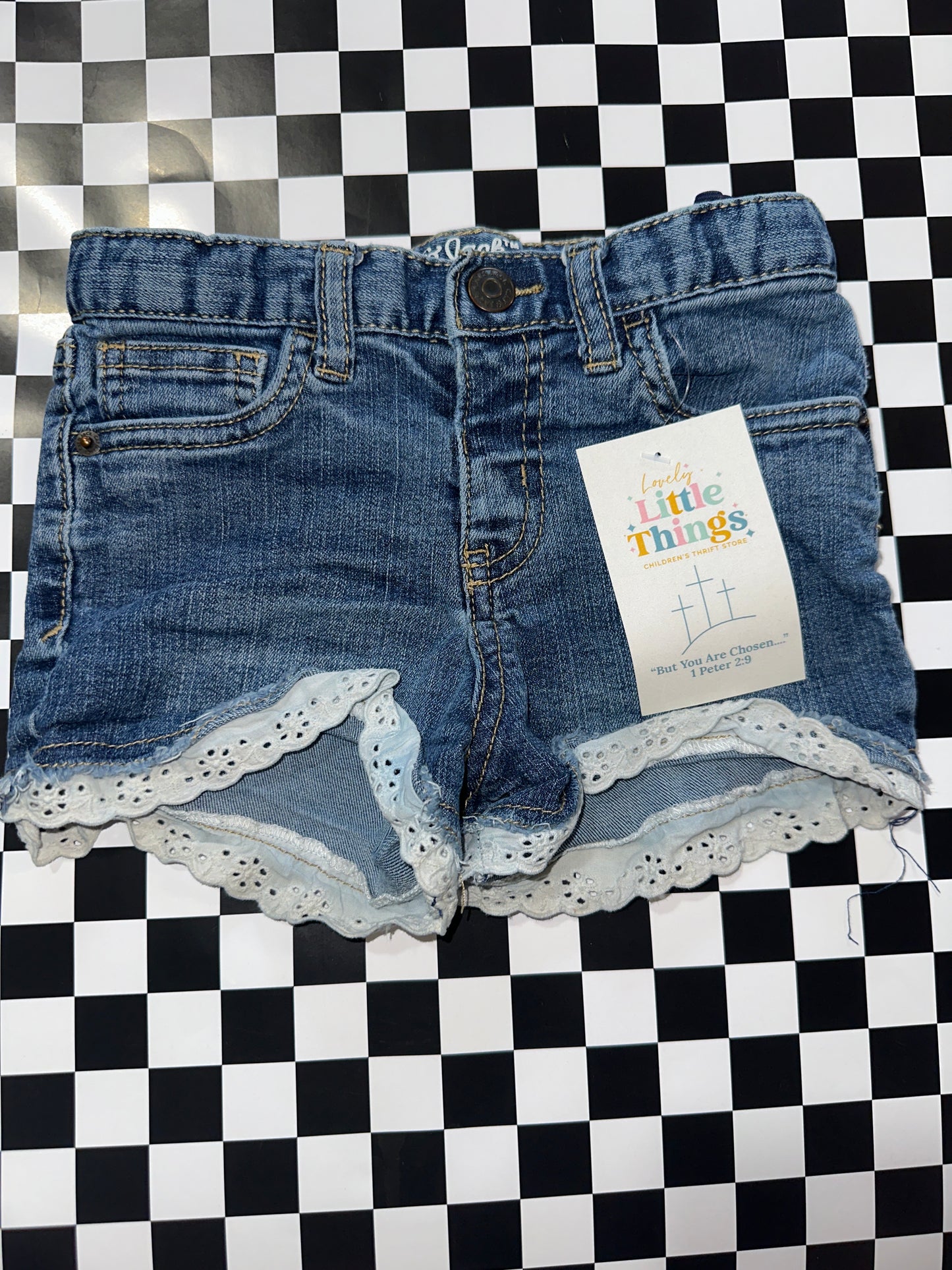 Cat&Jack girls white lace jean shorts size 5T