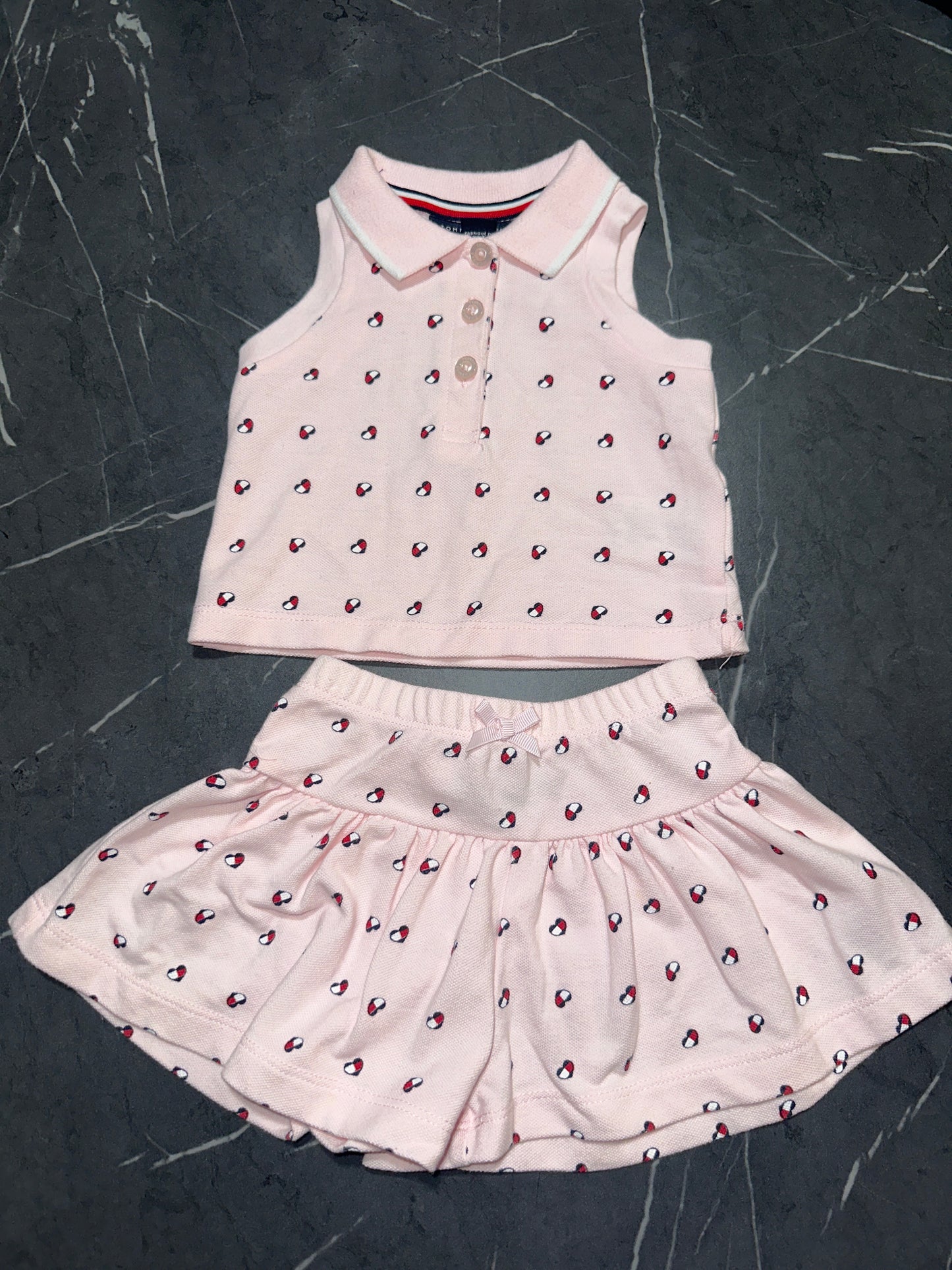 Tommy Hilfiger baby's light pink polo shirt and matching skirt