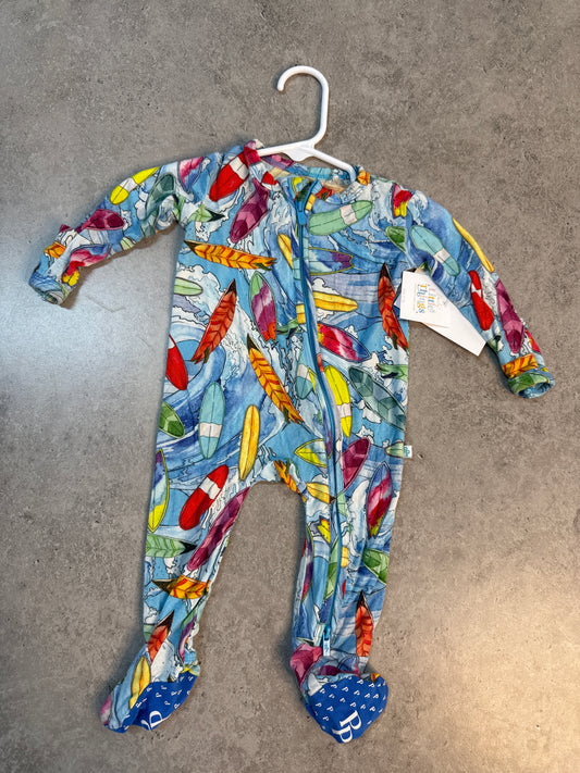 Posh Peanut Wave Footie is a one-piece zippered sleeper