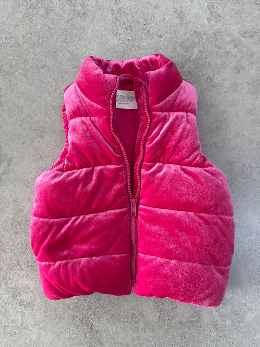 Gymboree fuchsia velvet puffer ves