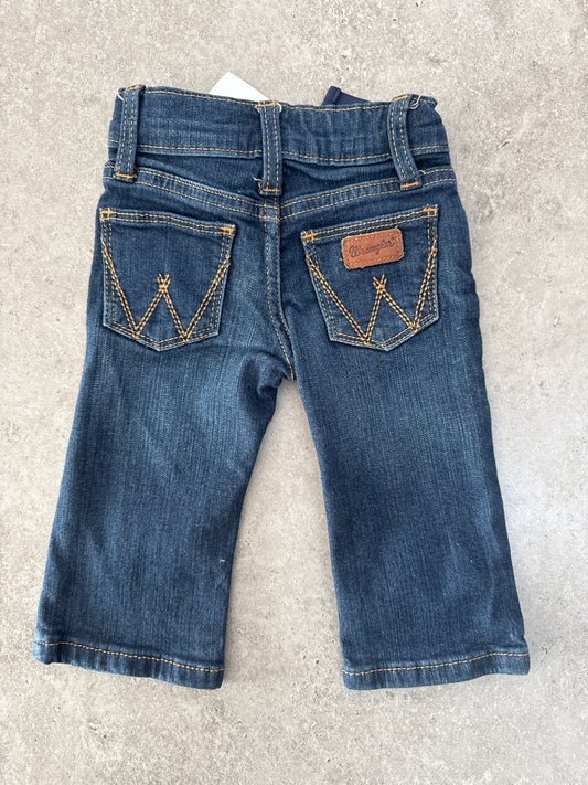 Wrangler baby boy's adjustable waist dark wash bootcut jeans