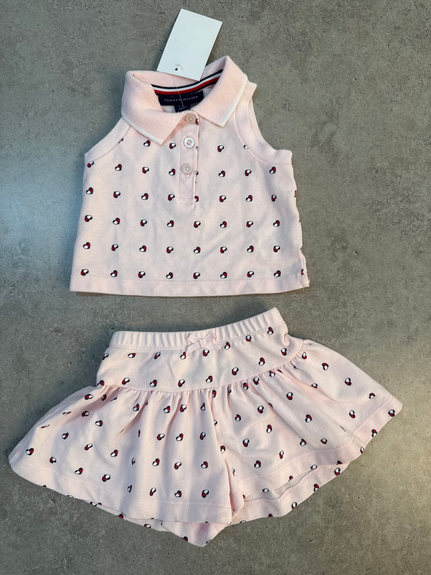 Tommy Hilfiger girls' sleeveless polo top and matching skirt set