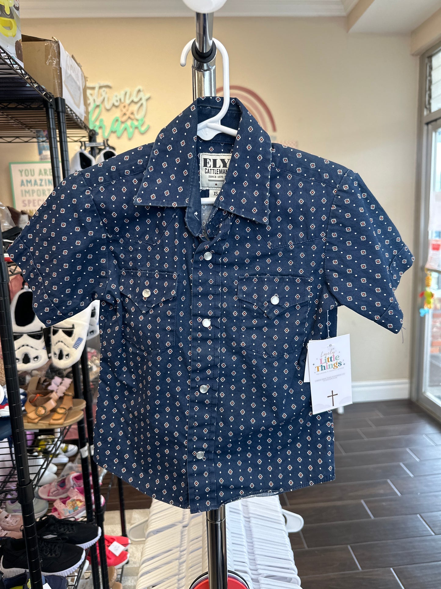 western snap shirt for boys is by Ely Cattleman XS