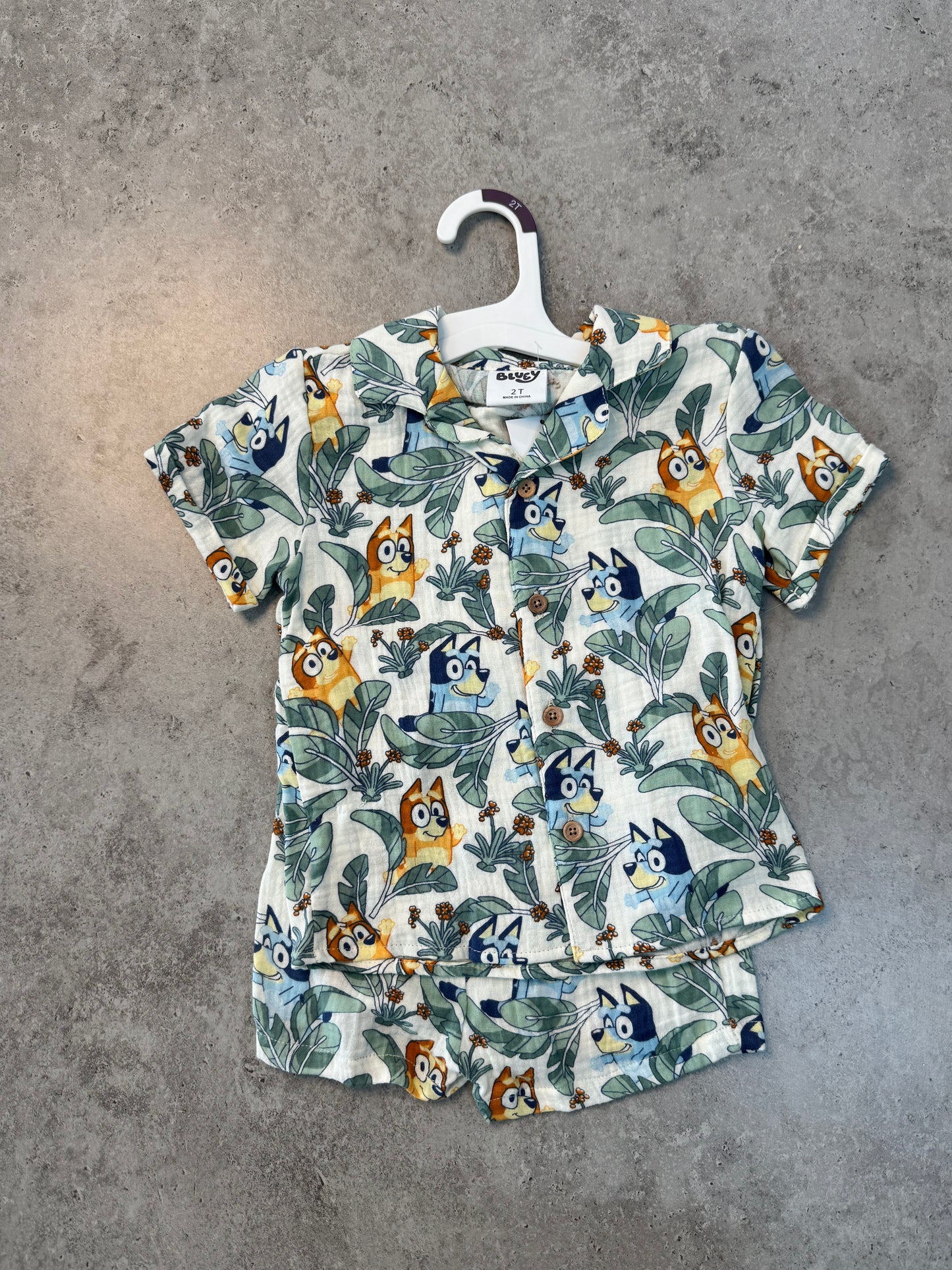 Bluey Toddler Boys' Tropical Printed Top and Shorts Set