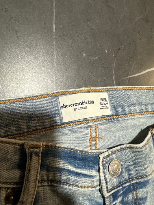Abercrombie Kids light wash straight jeans.