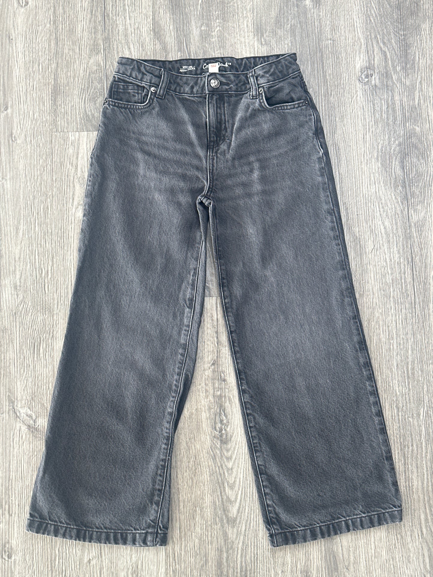 Cat & Jack brand,wide-leg or baggy style in a black/gray wash.