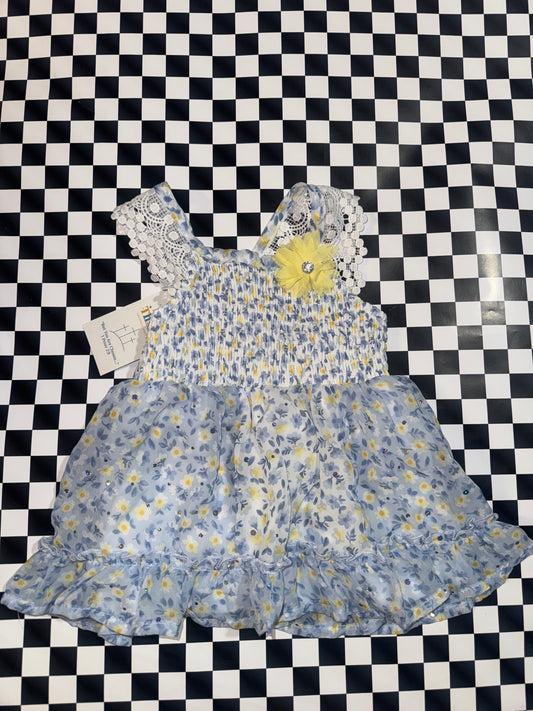 Little Lass girls blue and yellow floral dress size 2T