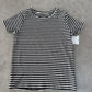 H& M black and white striped ribbed short-sleeve T-shirt