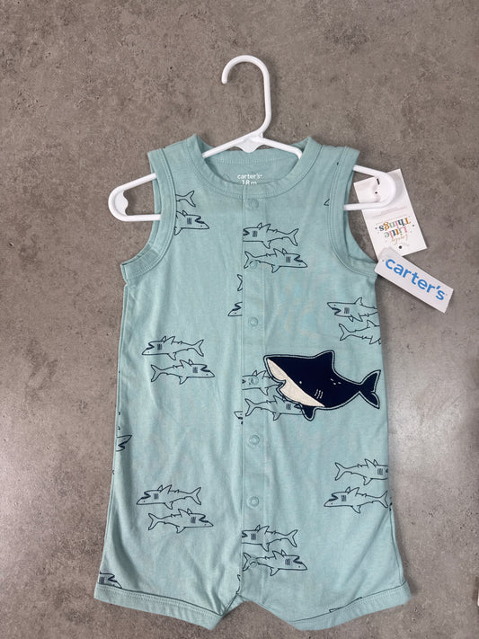 NWT Carter's baby boy's sleeveless shark romper