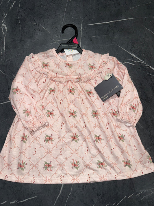 NWT Modern Moments by Gerber Toddler Girl Christmas Ruffle Yoke Nightgown