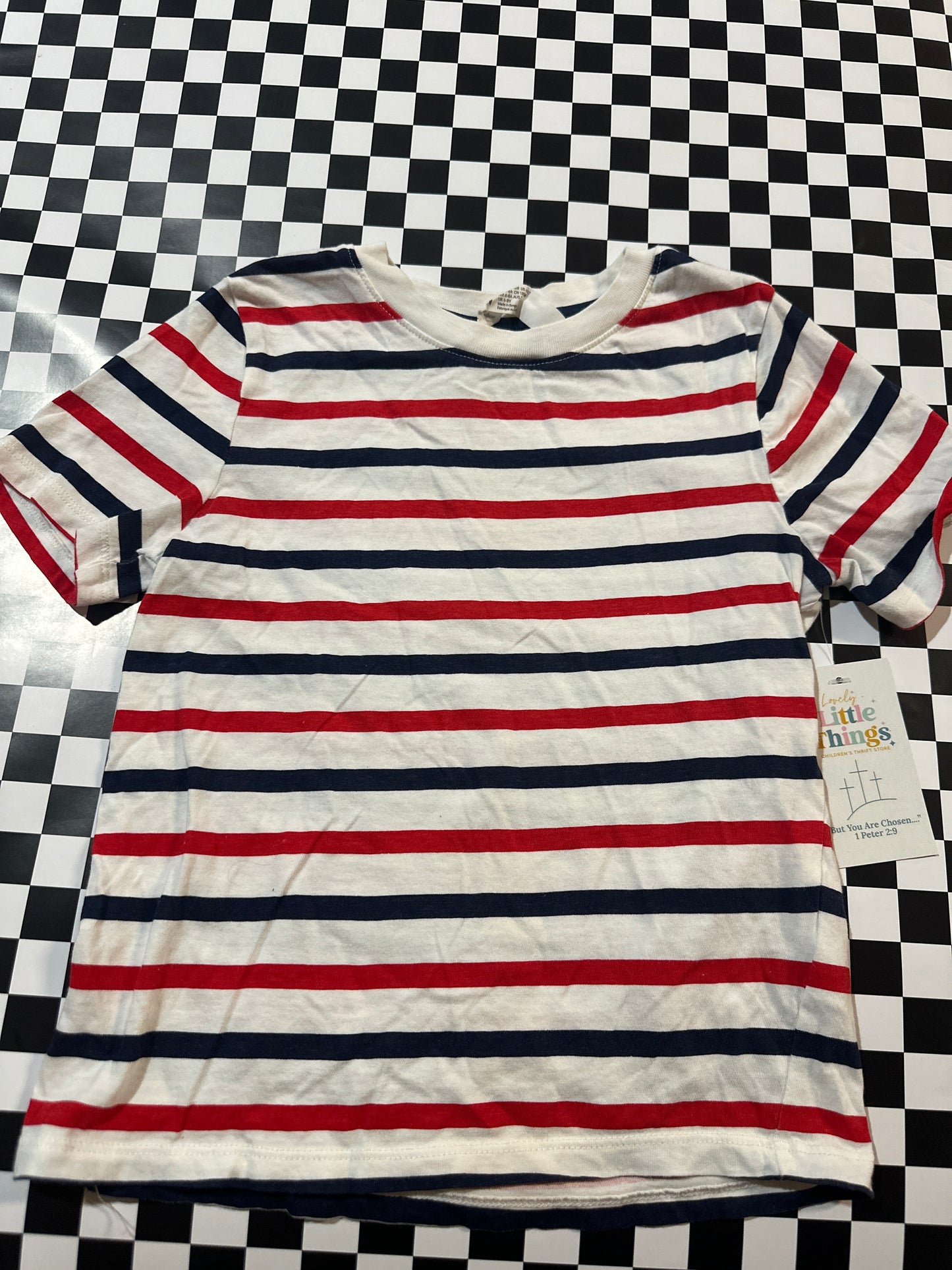 H&M tshirt size 6/7 white w/ red and blue stripes