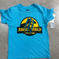 turquoise Jurassic World logo short-sleeve shirt
