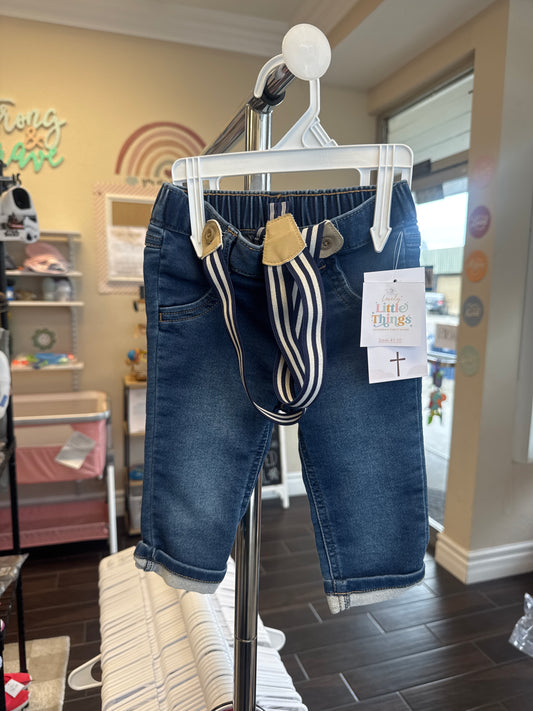 Cat & Jack Baby Boy Denim Jogger Style Pants with Suspenders.