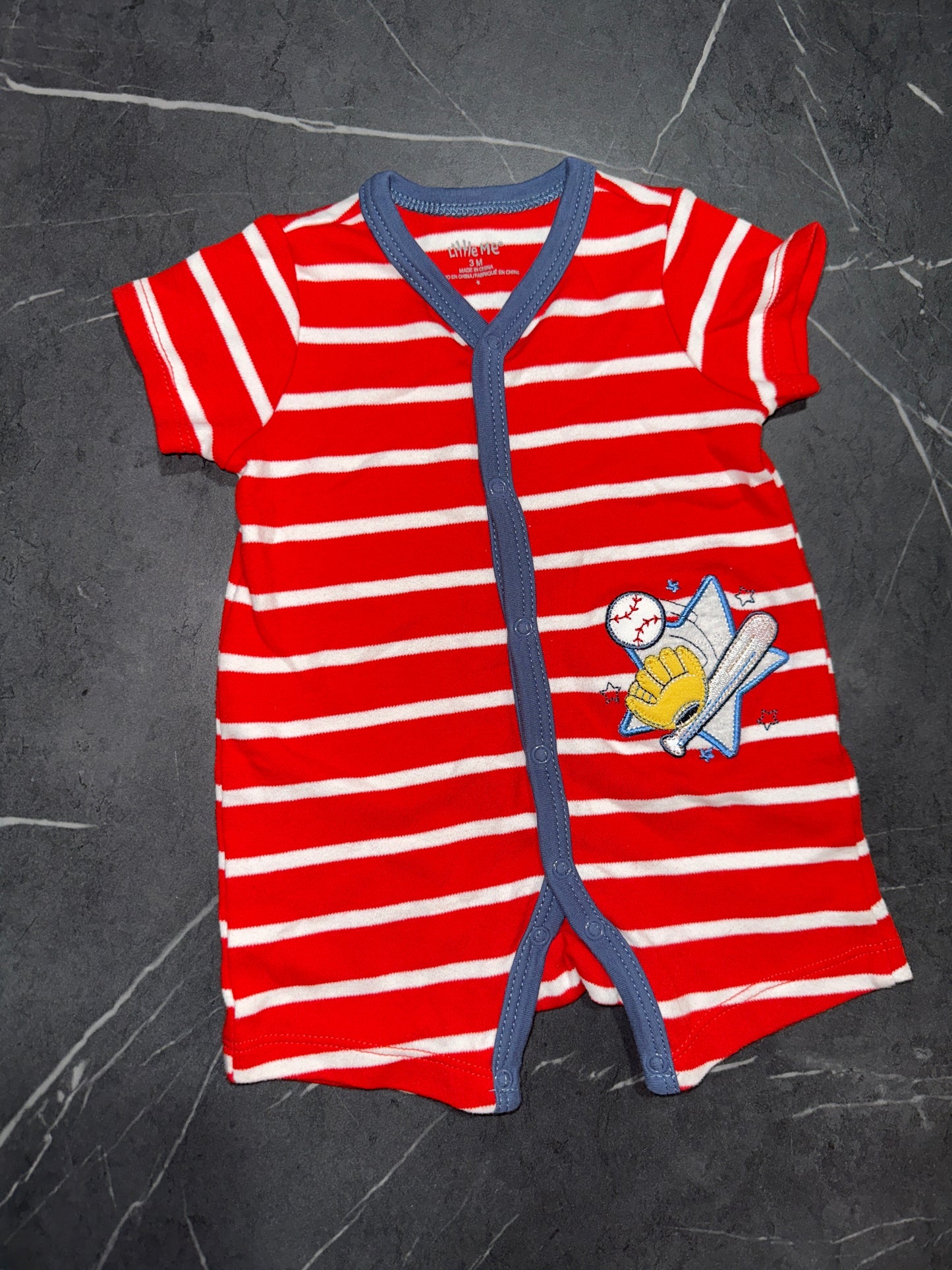 Little Me baby boys' baseball romper