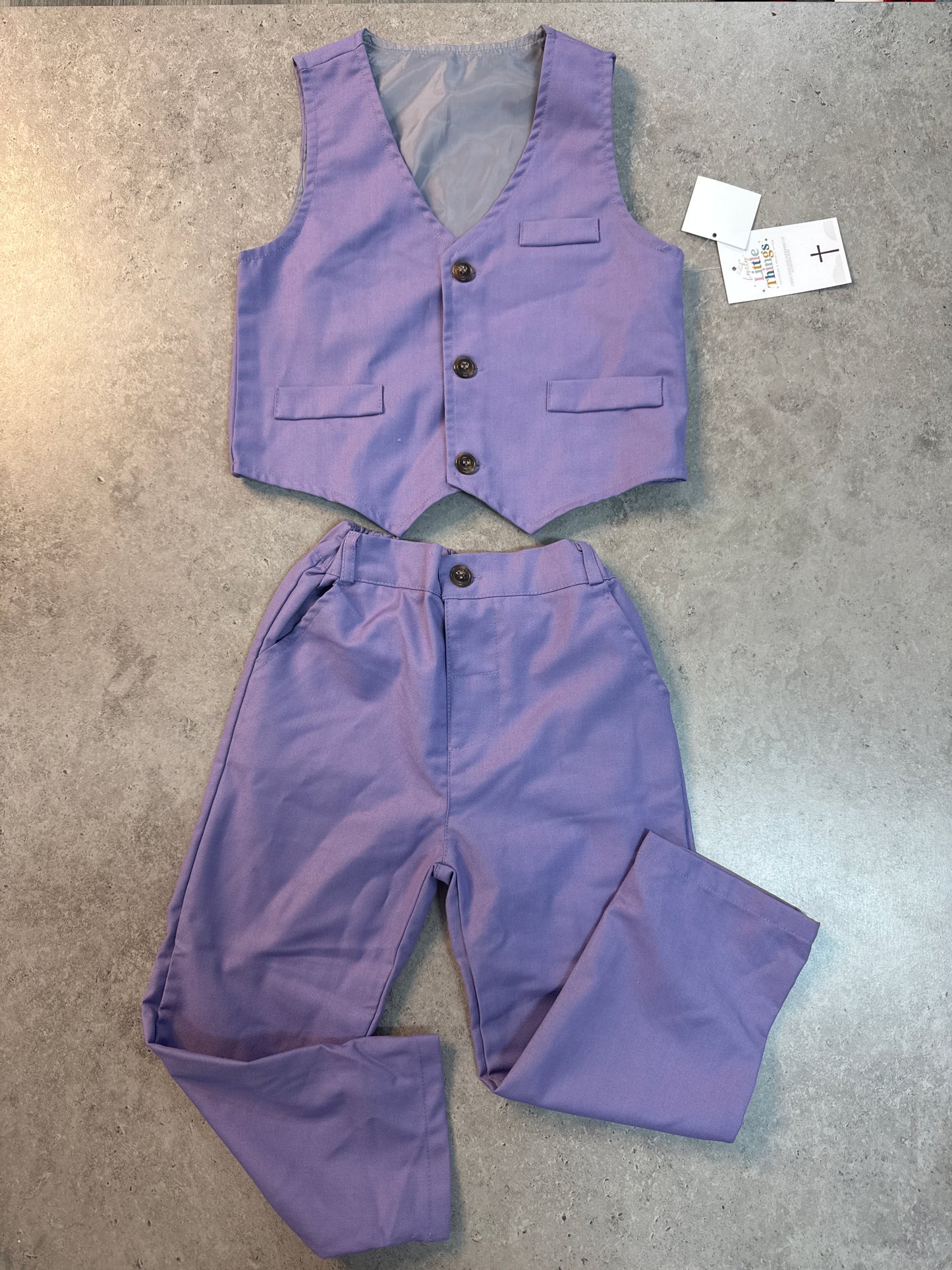 lavender boys' formal suit set vest and matching pants