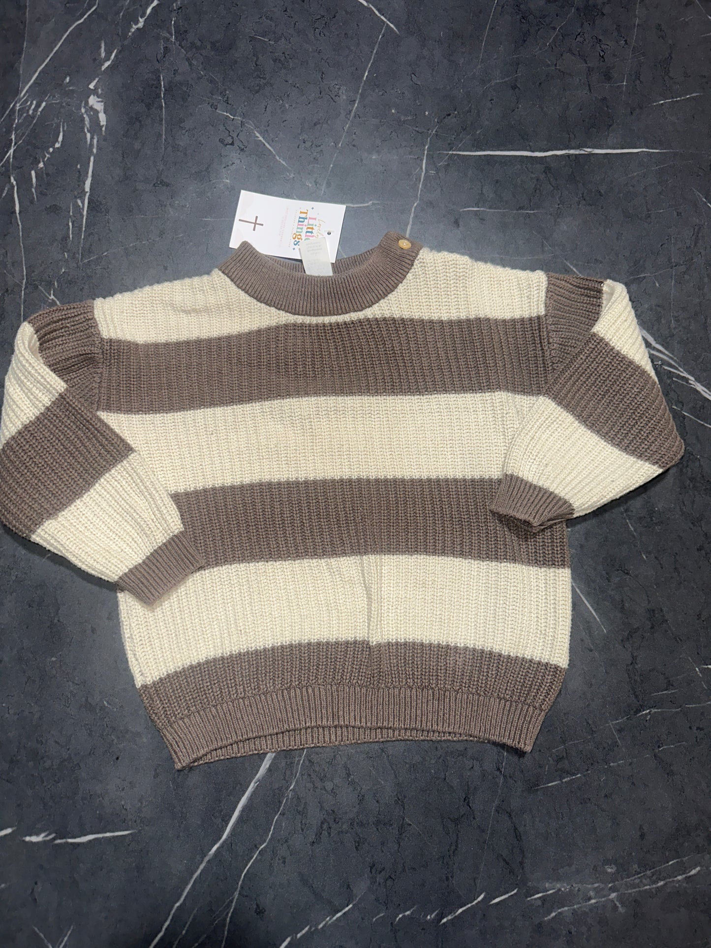 H&M striped knit sweater in brown and white.