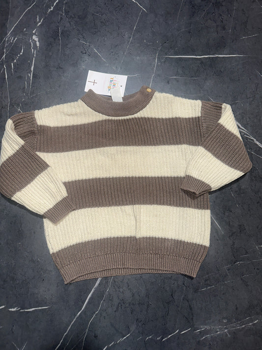 H&M striped knit sweater in brown and white.