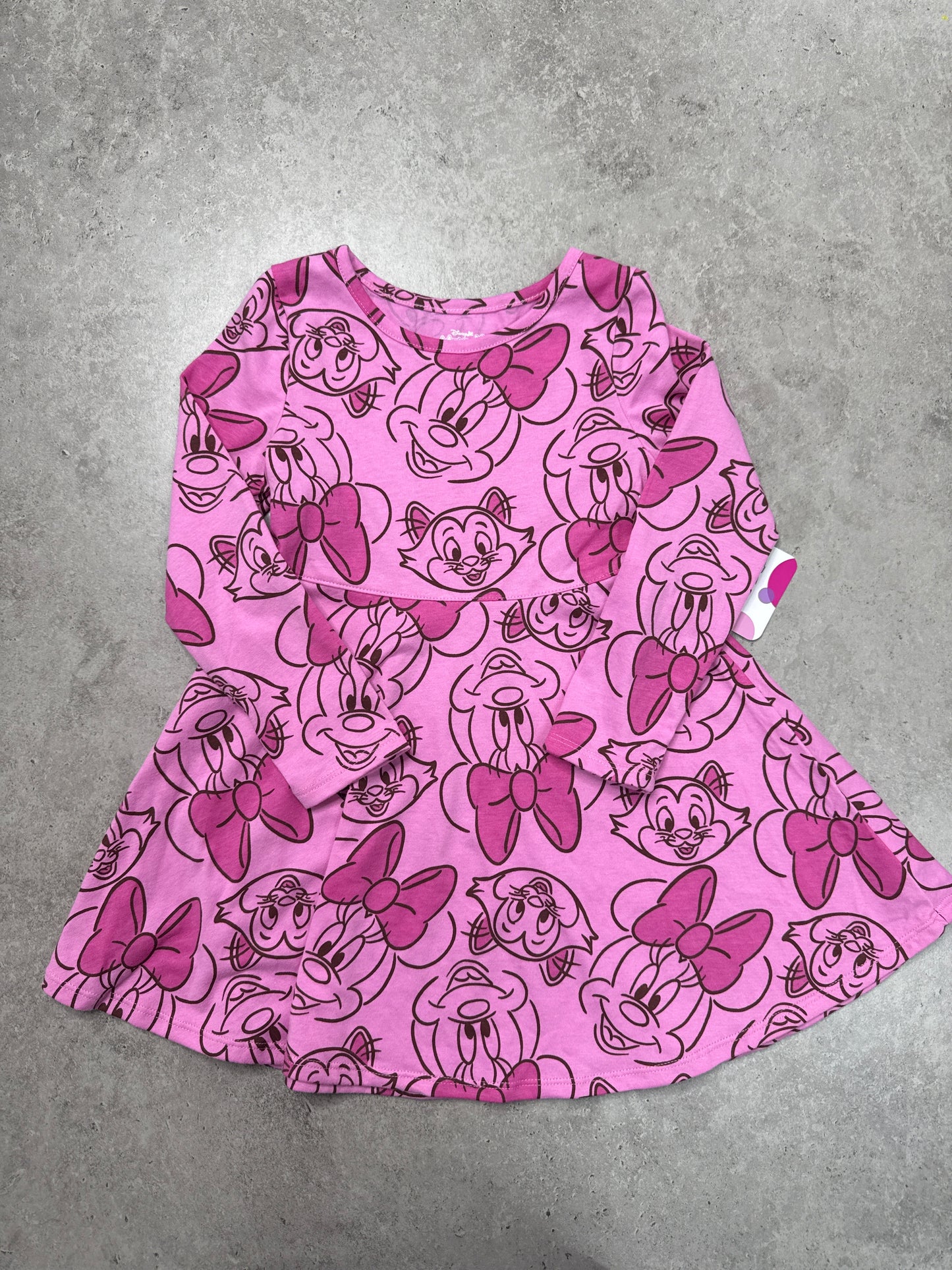 NWT Disney Minnie Mouse toddler girls' long-sleeve print dress in pink.