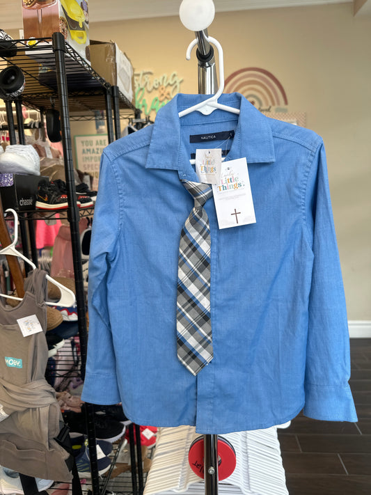 Nautica long-sleeve dress shirt with a matching necktie 5T