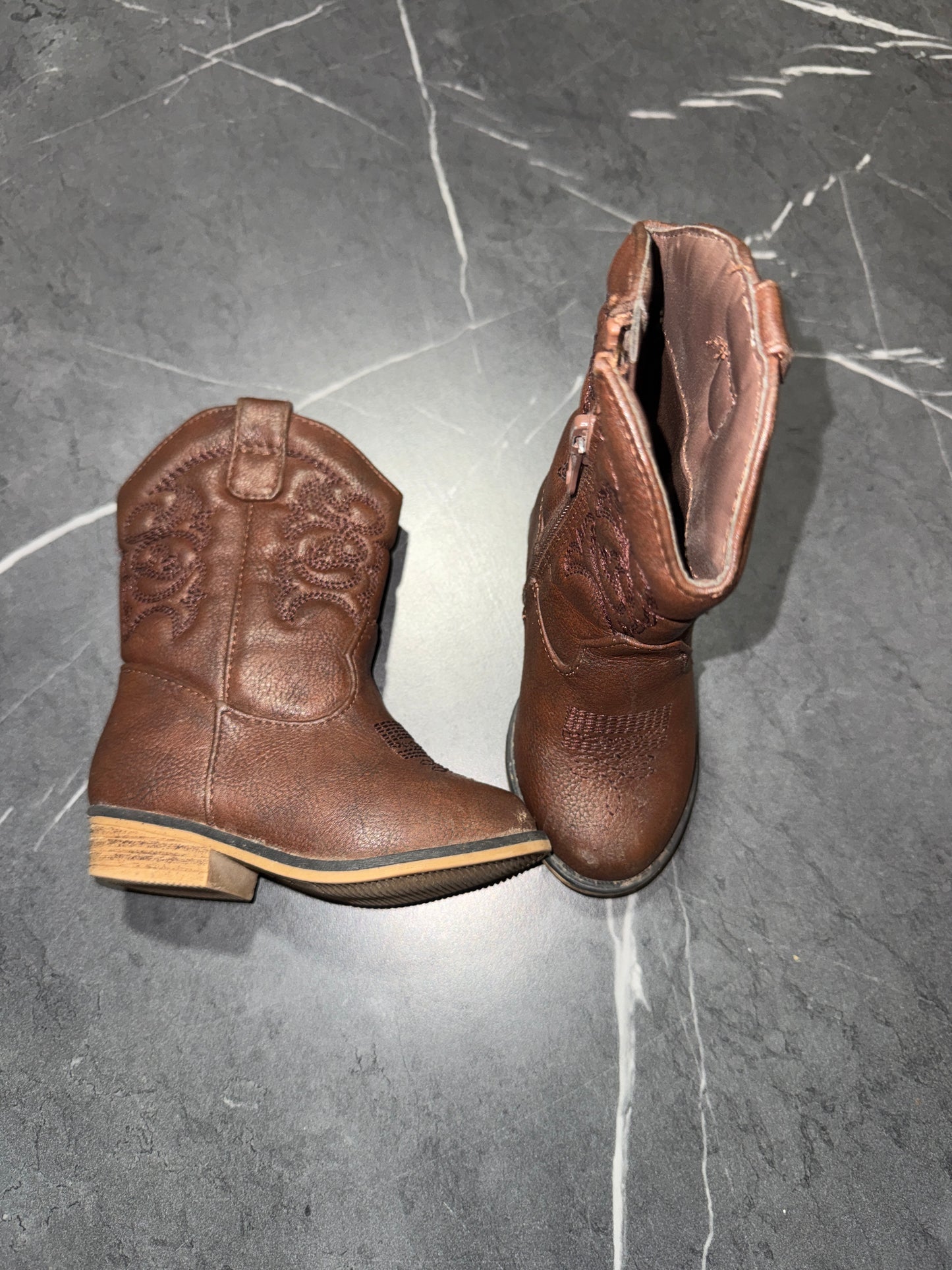 Cat & Jack kids' brown faux leather western boots
