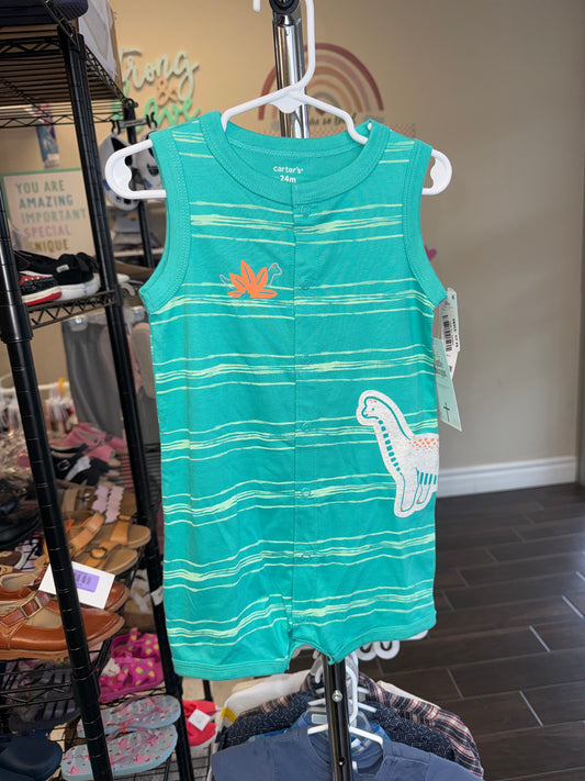 NWT Baby Boy Carter's Dinosaur Snap-Up Cotton Romper