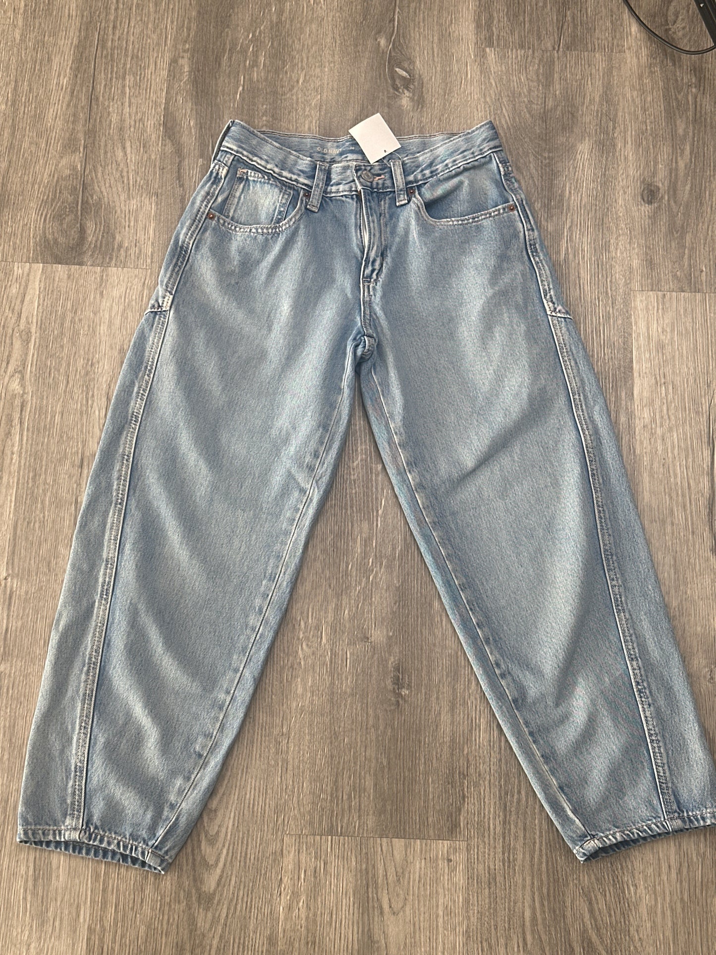 Old Navy brand, high waisted barrel leg fit