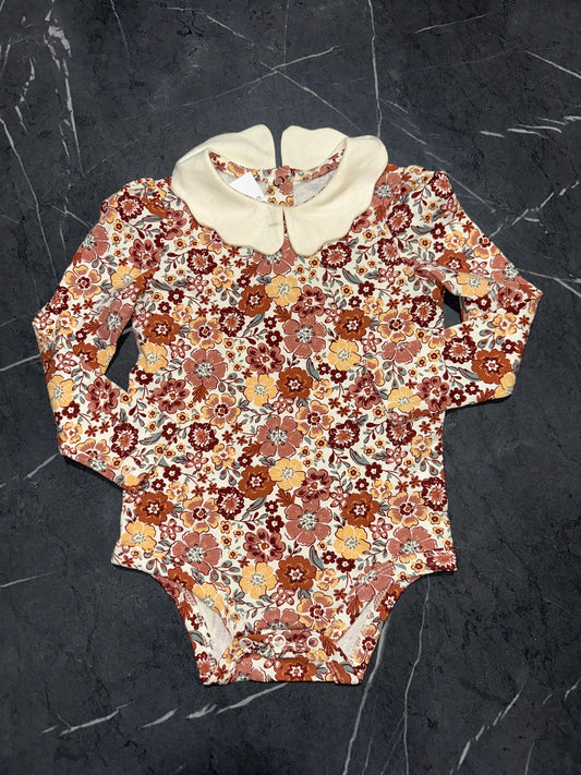 Joie Pink Cream Floral Long Sleeve Onesie