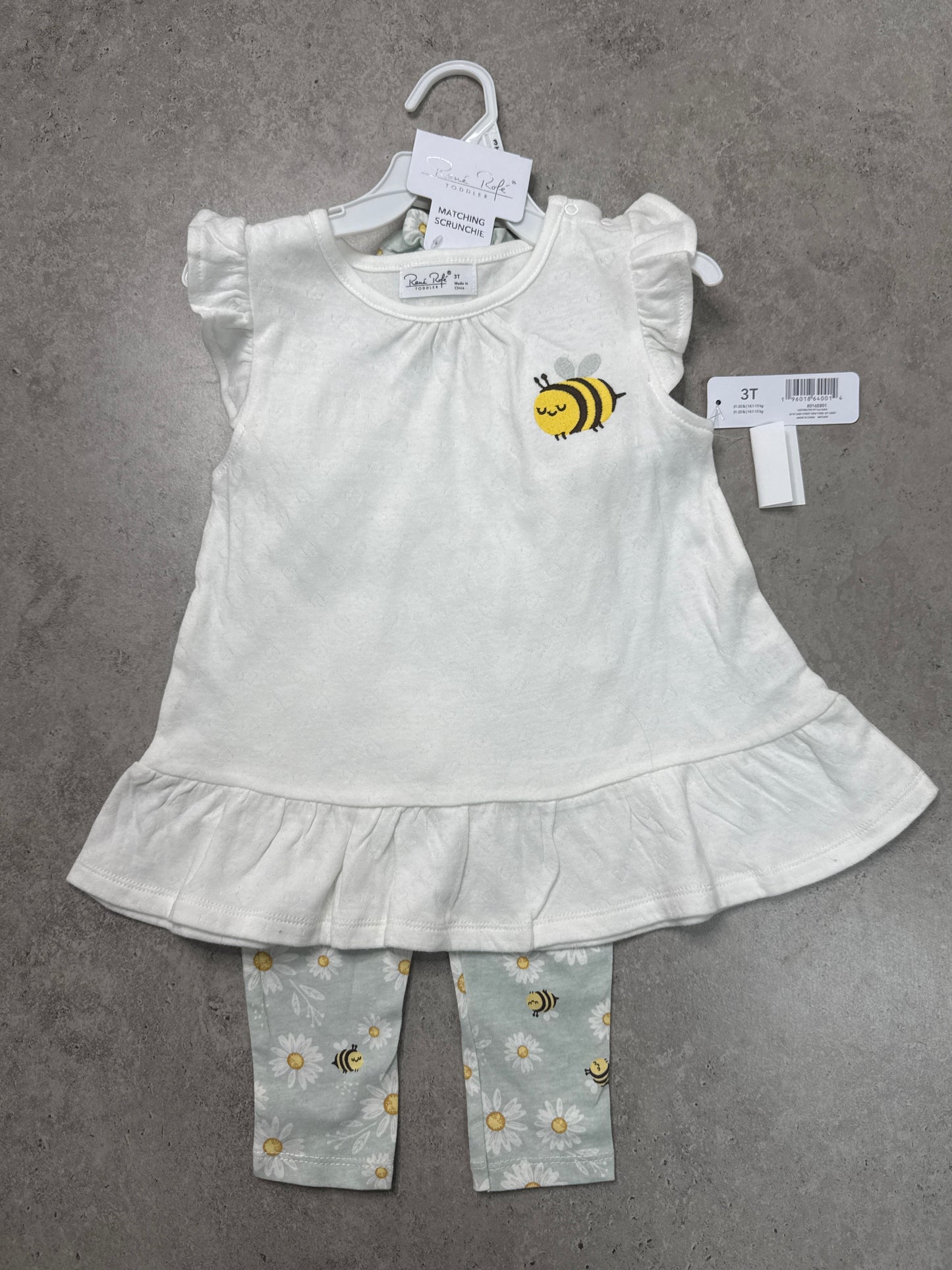 NWT Rene Rafe white tunic and daisy-print leggings set