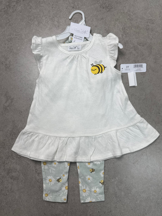 NWT Rene Rafe white tunic and daisy-print leggings set