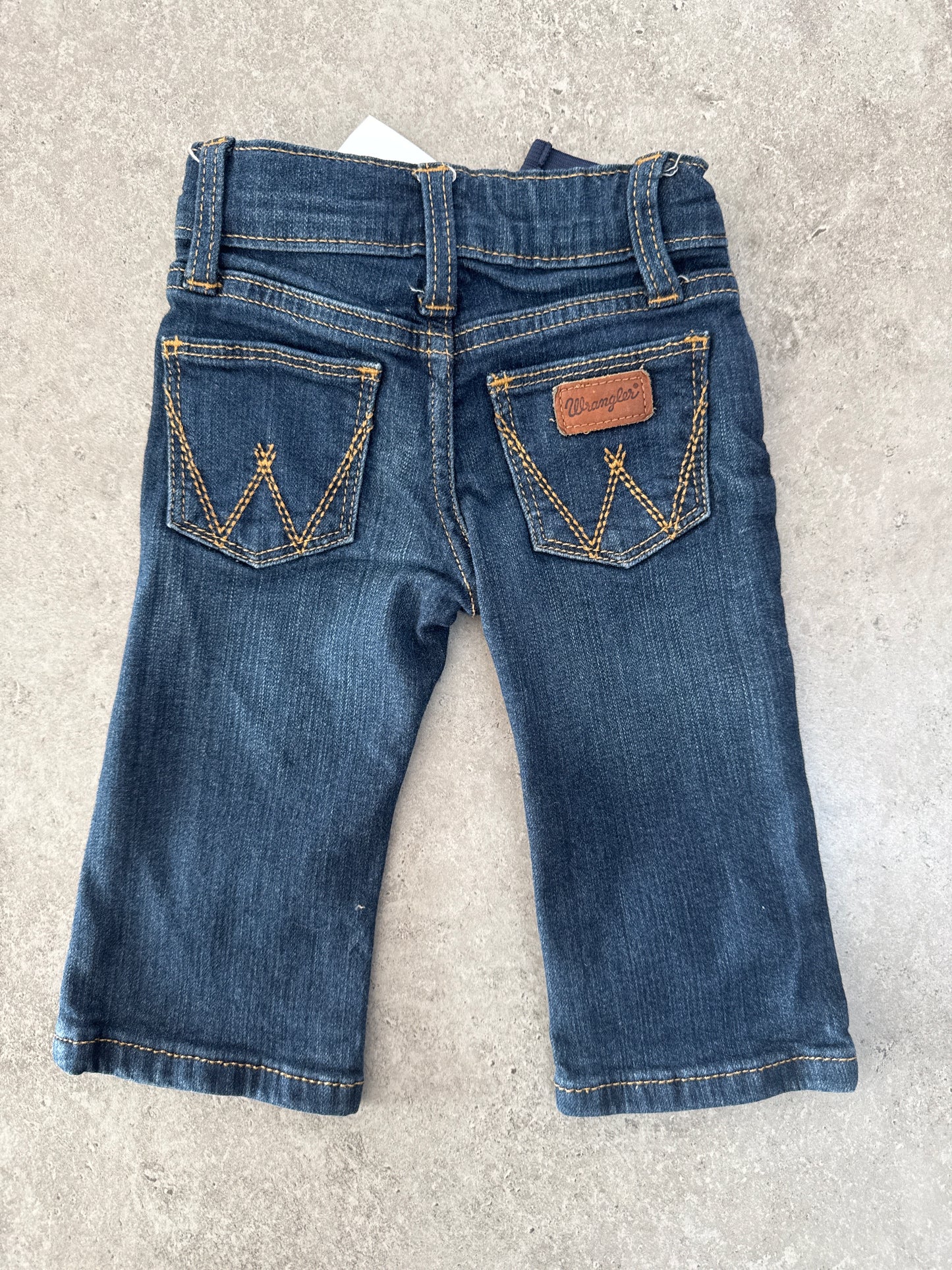Wrangler baby boy's adjustable waist dark wash bootcut jeans