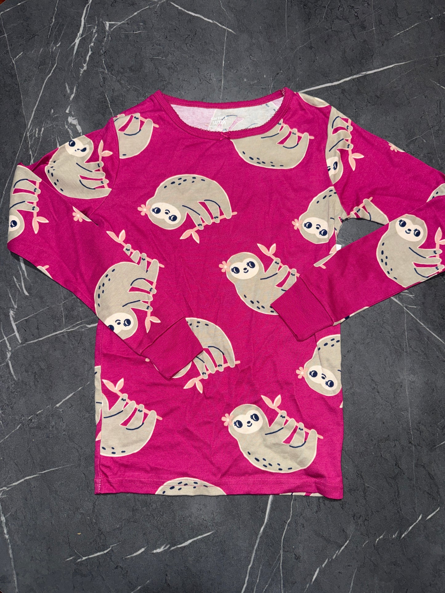 New Carter's Girls Sloth Pajama Set Snug fit Pink